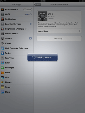 iOS Update Verifying